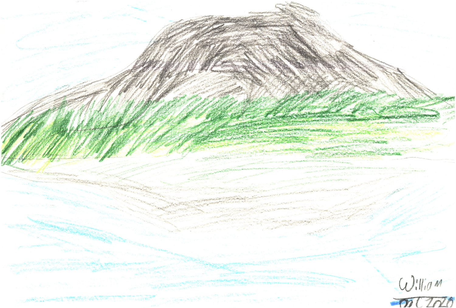 William's drawing of Carl Wilson cliffs