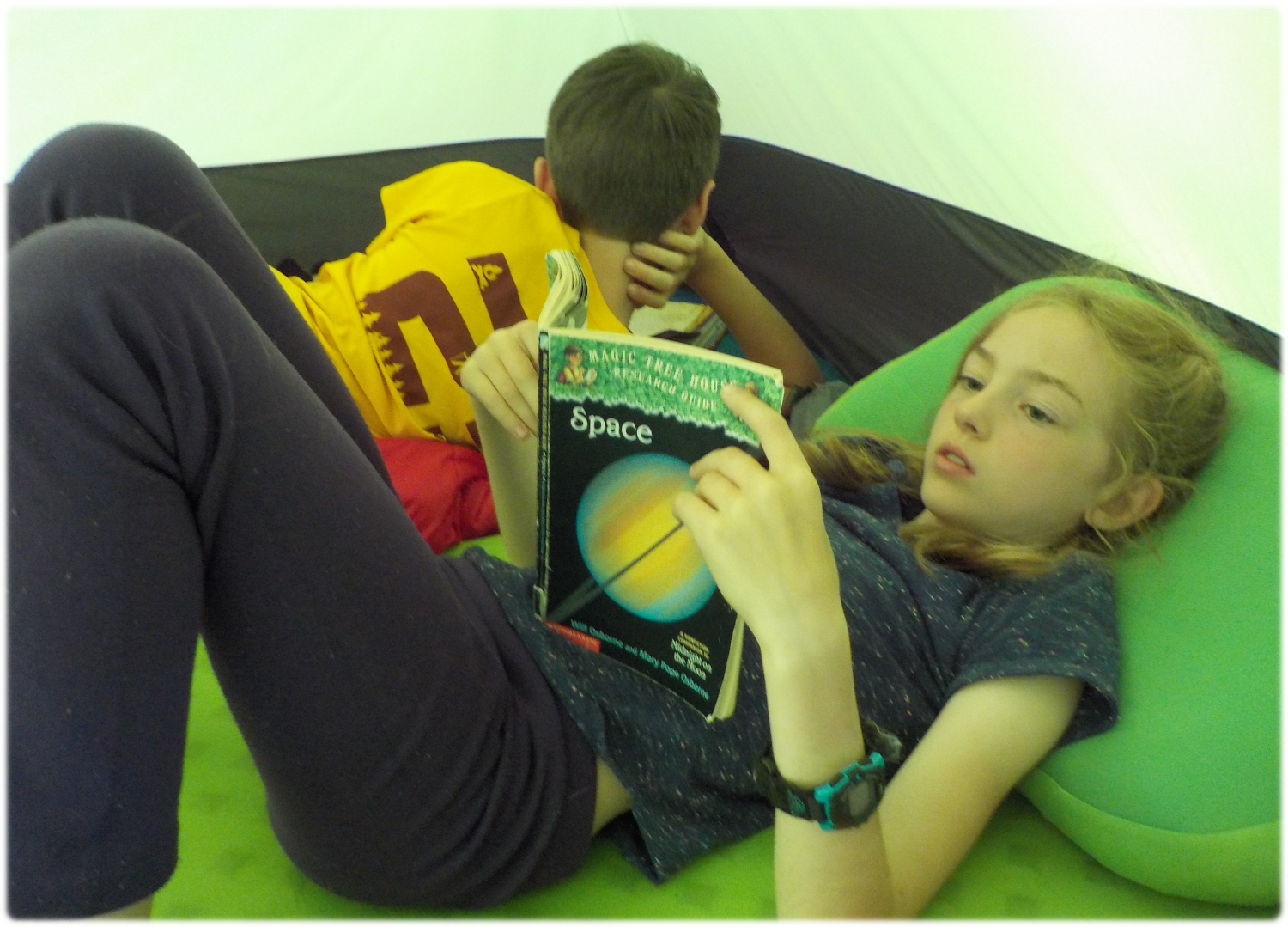 Reading in the tent