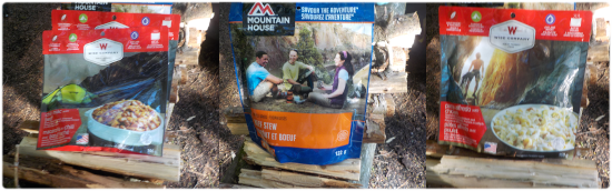 Selection of dehydrated meals